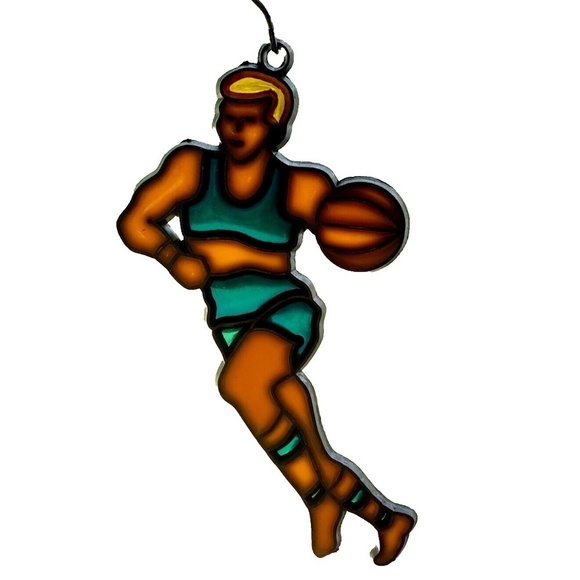 VTG Lot of 3 Stained Glass Style Sun Catcher Sports Basketball Bowling Football - Picture 6 of 13